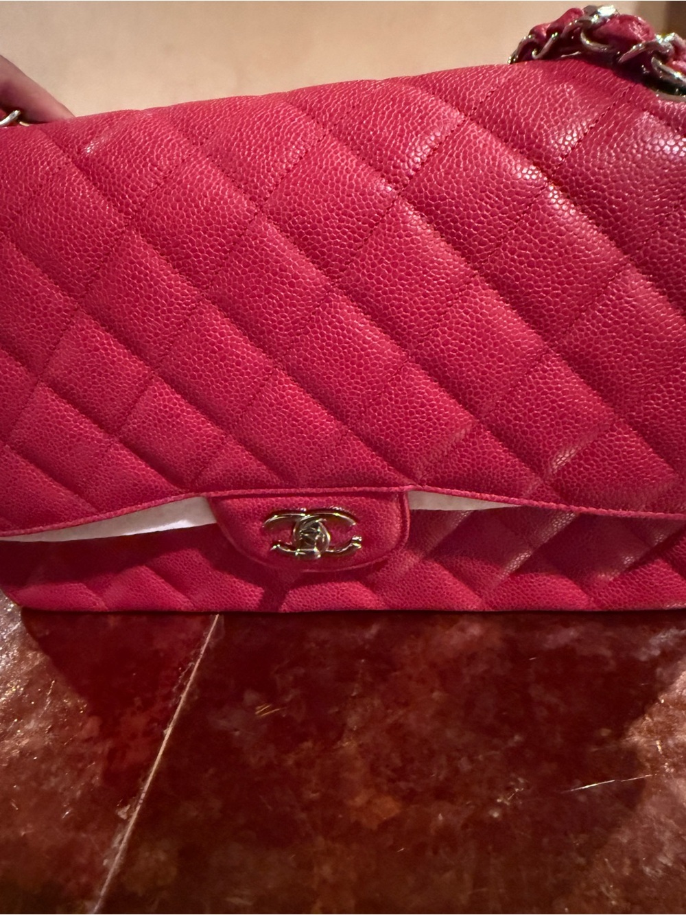 CHANEL Quilted Shoulder Bag in Bright Pink with Gold Hardware